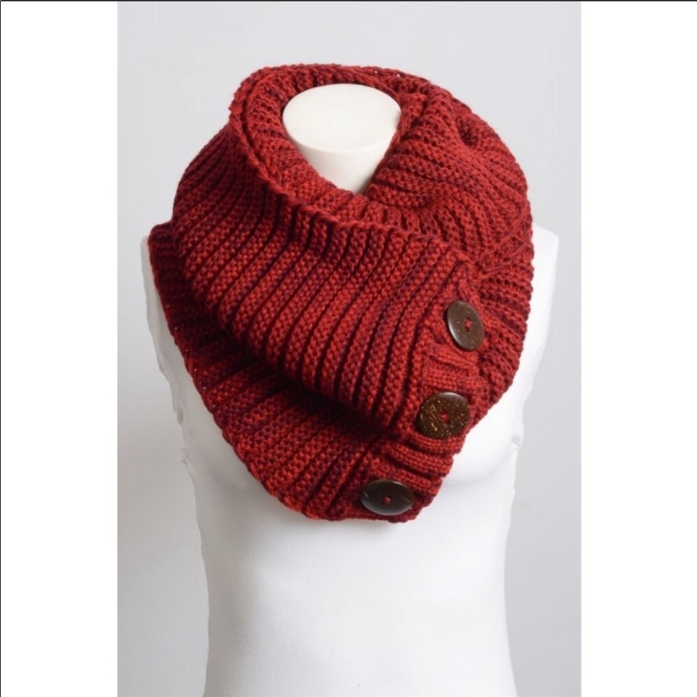 Chunky Knit Scarf shoulder neck Wrap button - Picture 5 of 8